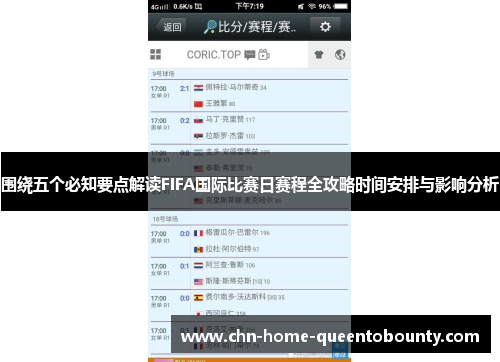 围绕五个必知要点解读FIFA国际比赛日赛程全攻略时间安排与影响分析